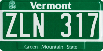 VT license plate ZLN317