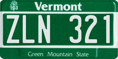 VT license plate ZLN321