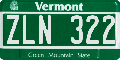 VT license plate ZLN322