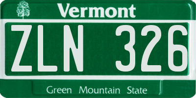 VT license plate ZLN326