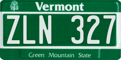 VT license plate ZLN327