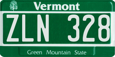 VT license plate ZLN328