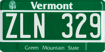 VT license plate ZLN329