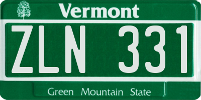 VT license plate ZLN331
