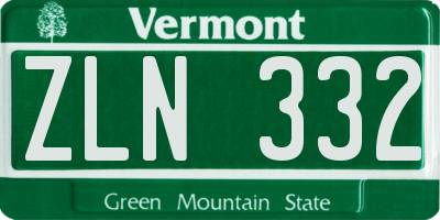 VT license plate ZLN332