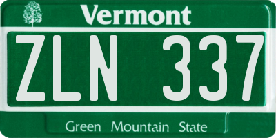 VT license plate ZLN337