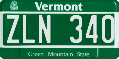 VT license plate ZLN340