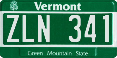 VT license plate ZLN341