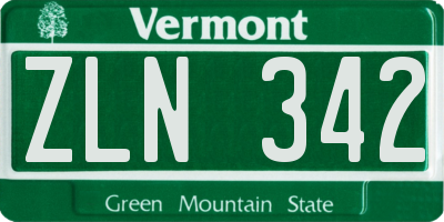 VT license plate ZLN342