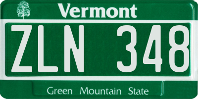 VT license plate ZLN348
