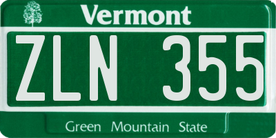 VT license plate ZLN355