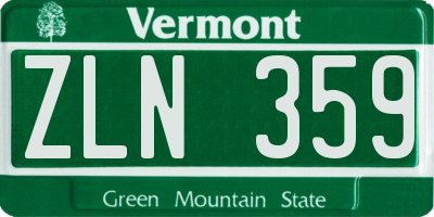 VT license plate ZLN359
