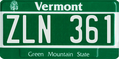 VT license plate ZLN361