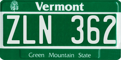VT license plate ZLN362