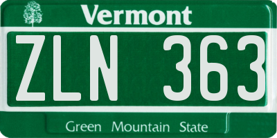 VT license plate ZLN363