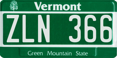 VT license plate ZLN366