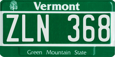 VT license plate ZLN368