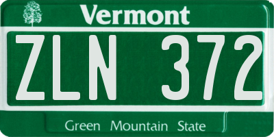 VT license plate ZLN372
