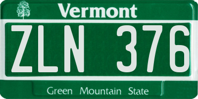 VT license plate ZLN376