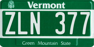 VT license plate ZLN377