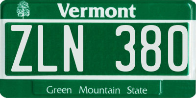 VT license plate ZLN380