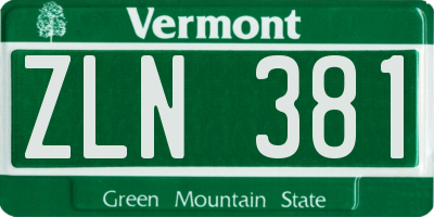 VT license plate ZLN381