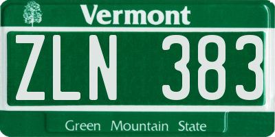VT license plate ZLN383