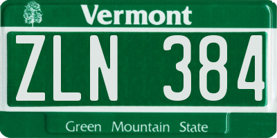 VT license plate ZLN384