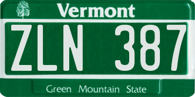 VT license plate ZLN387