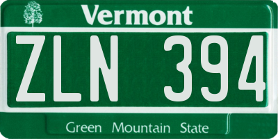 VT license plate ZLN394