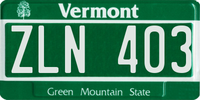 VT license plate ZLN403