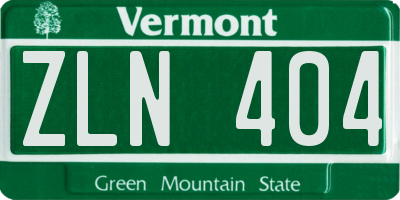VT license plate ZLN404