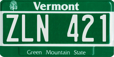 VT license plate ZLN421