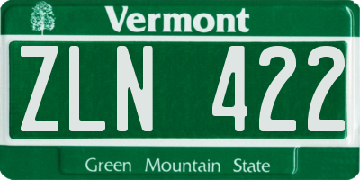 VT license plate ZLN422