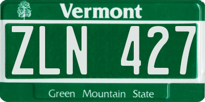 VT license plate ZLN427