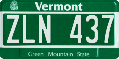 VT license plate ZLN437