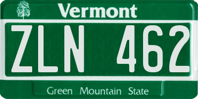 VT license plate ZLN462