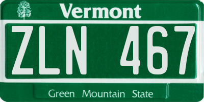 VT license plate ZLN467