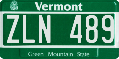 VT license plate ZLN489