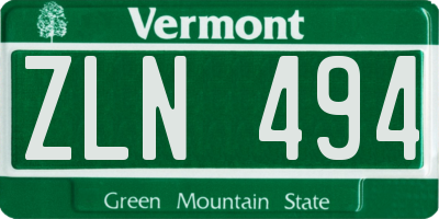 VT license plate ZLN494