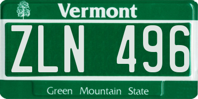 VT license plate ZLN496