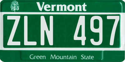VT license plate ZLN497