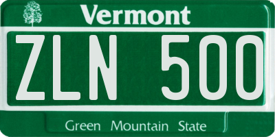 VT license plate ZLN500
