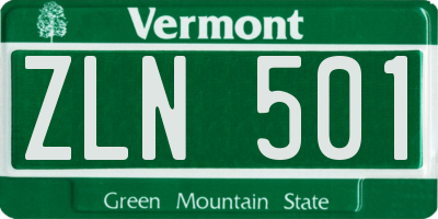 VT license plate ZLN501