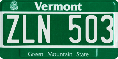 VT license plate ZLN503