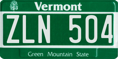VT license plate ZLN504