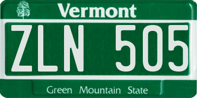 VT license plate ZLN505