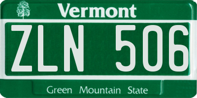 VT license plate ZLN506