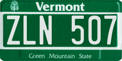 VT license plate ZLN507