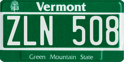 VT license plate ZLN508